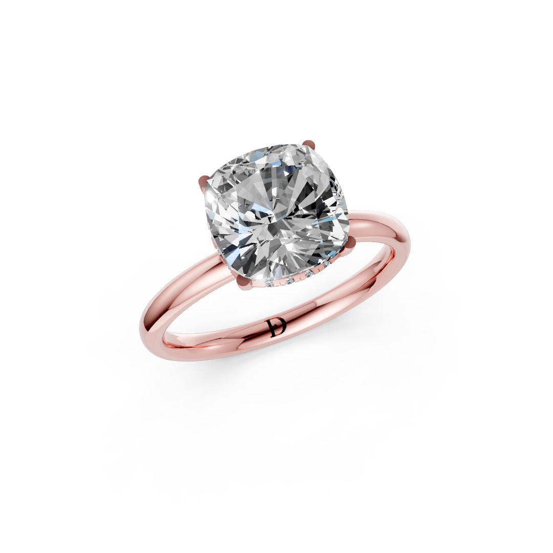 Cushion Diamond Hidden Halo Ring