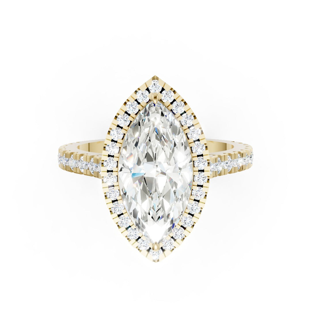 Marquise Cut Diamond Floating Halo with Pavé Ring