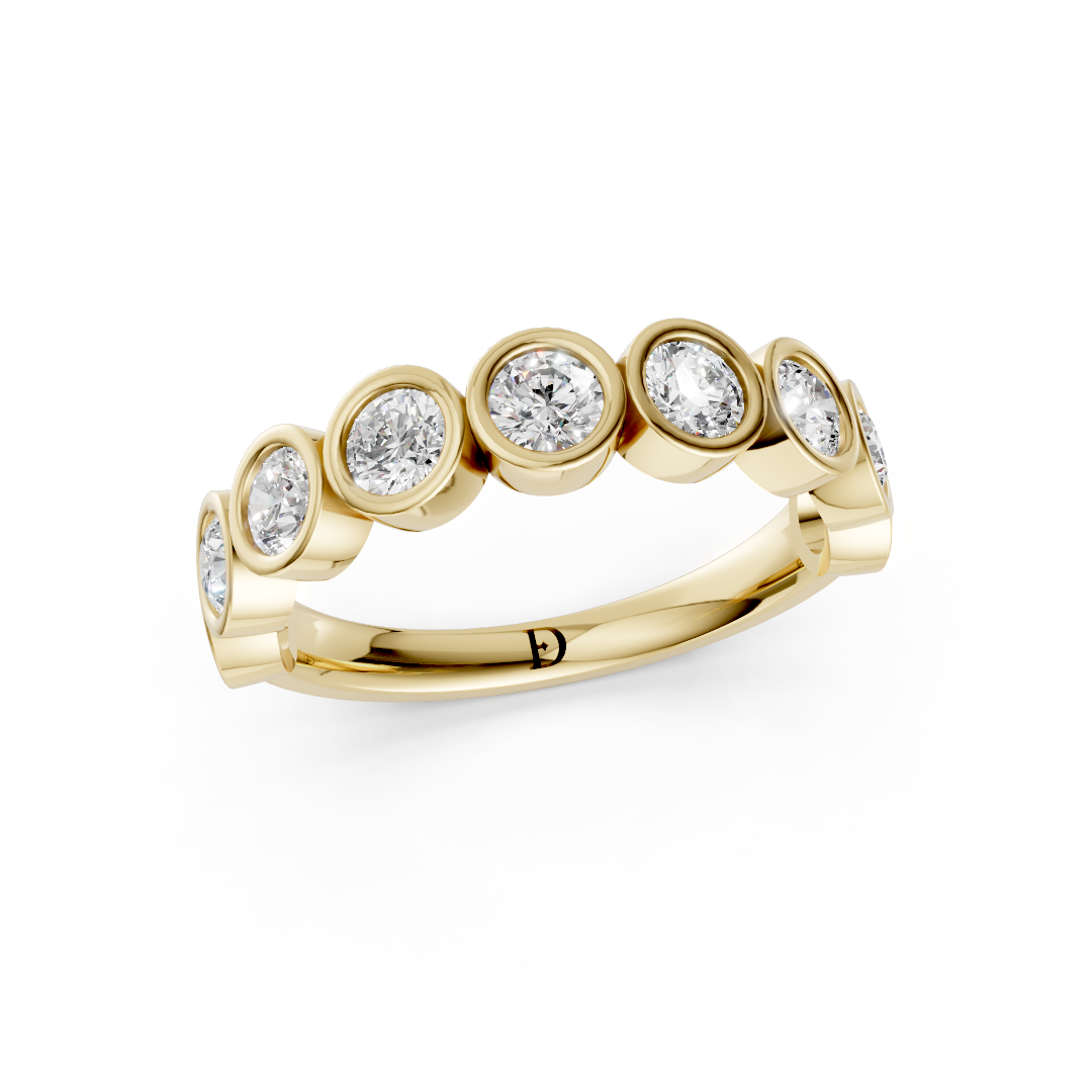 Bezel Set Round Diamond Half Eternity Band