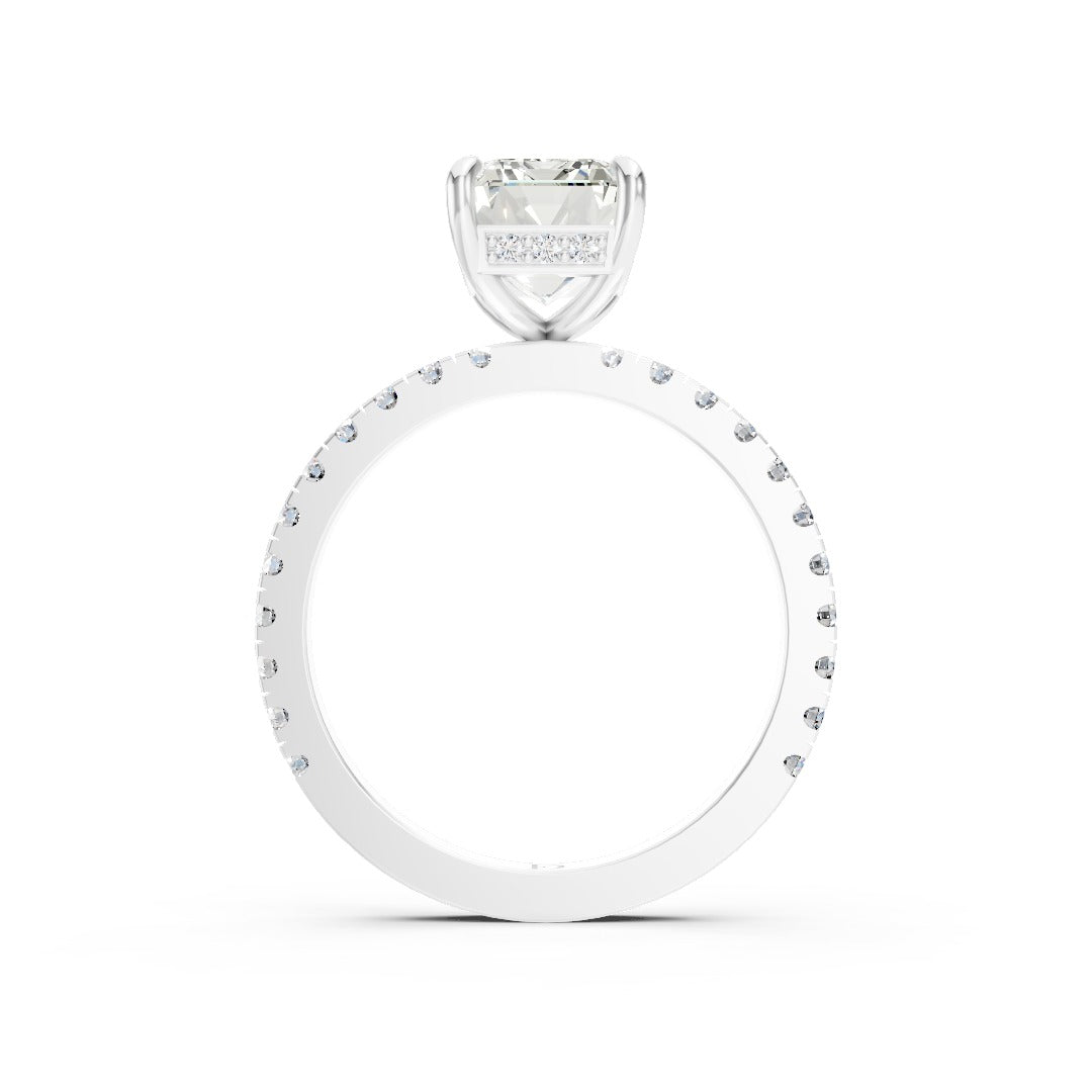 Emerald Diamond With Under-Halo Settings Ring