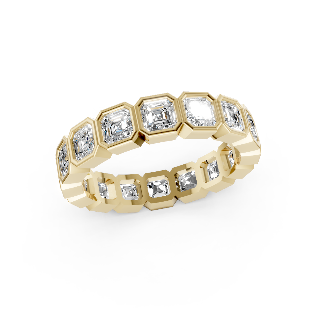 Asscher Diamond Bezel Set Eternity Band