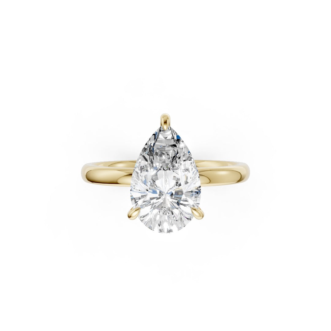 Hidden Halo Pear Cut Diamond Engagement Ring