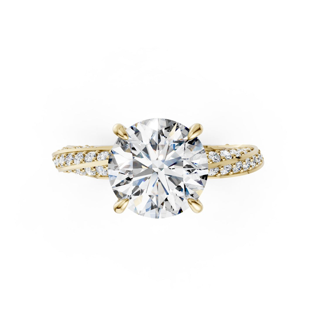 Hidden Halo Round Cut With Double Row Twisted Ring