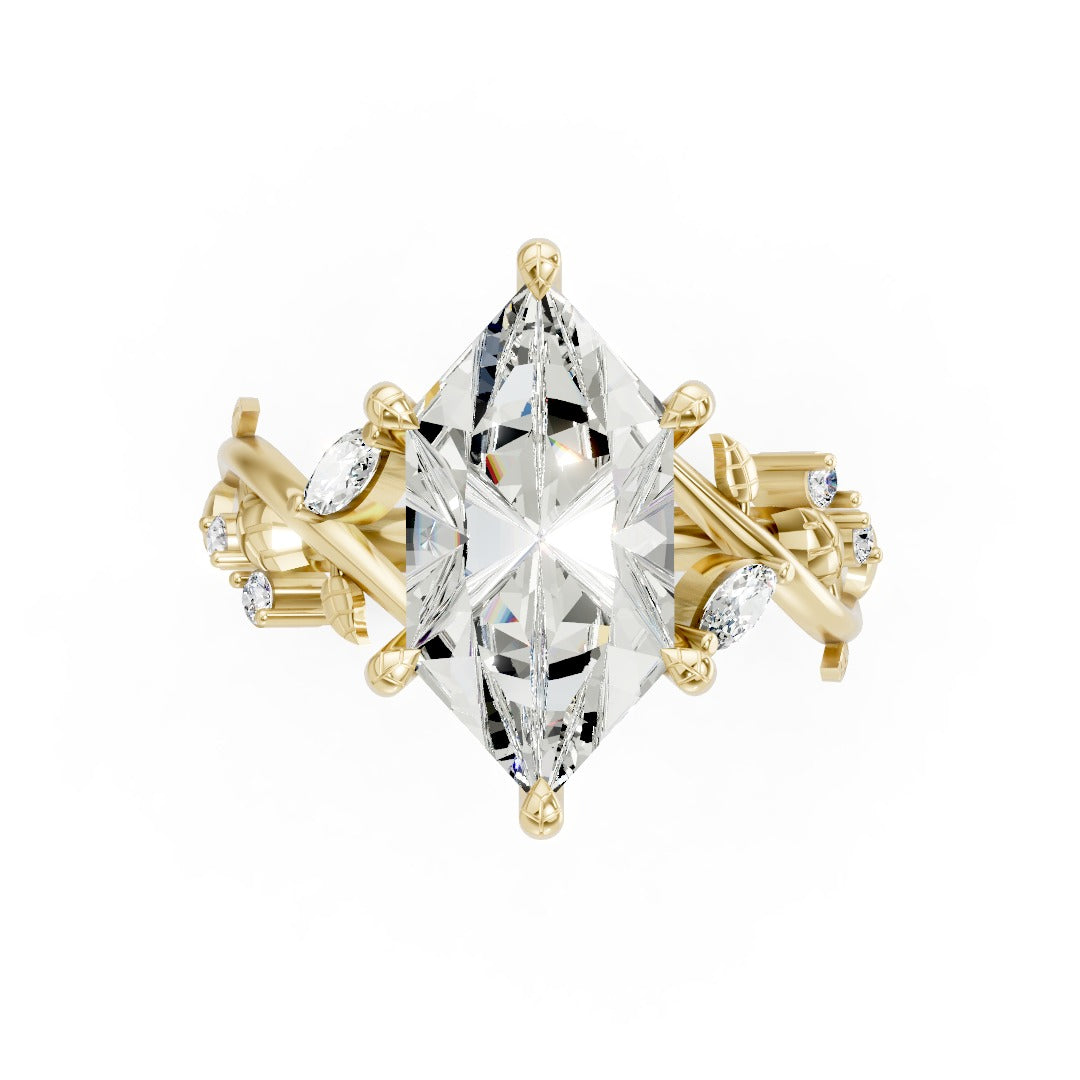 Dutch Marquise Cut Lab Grown Diamond Botanical Bypass Engagement Ring