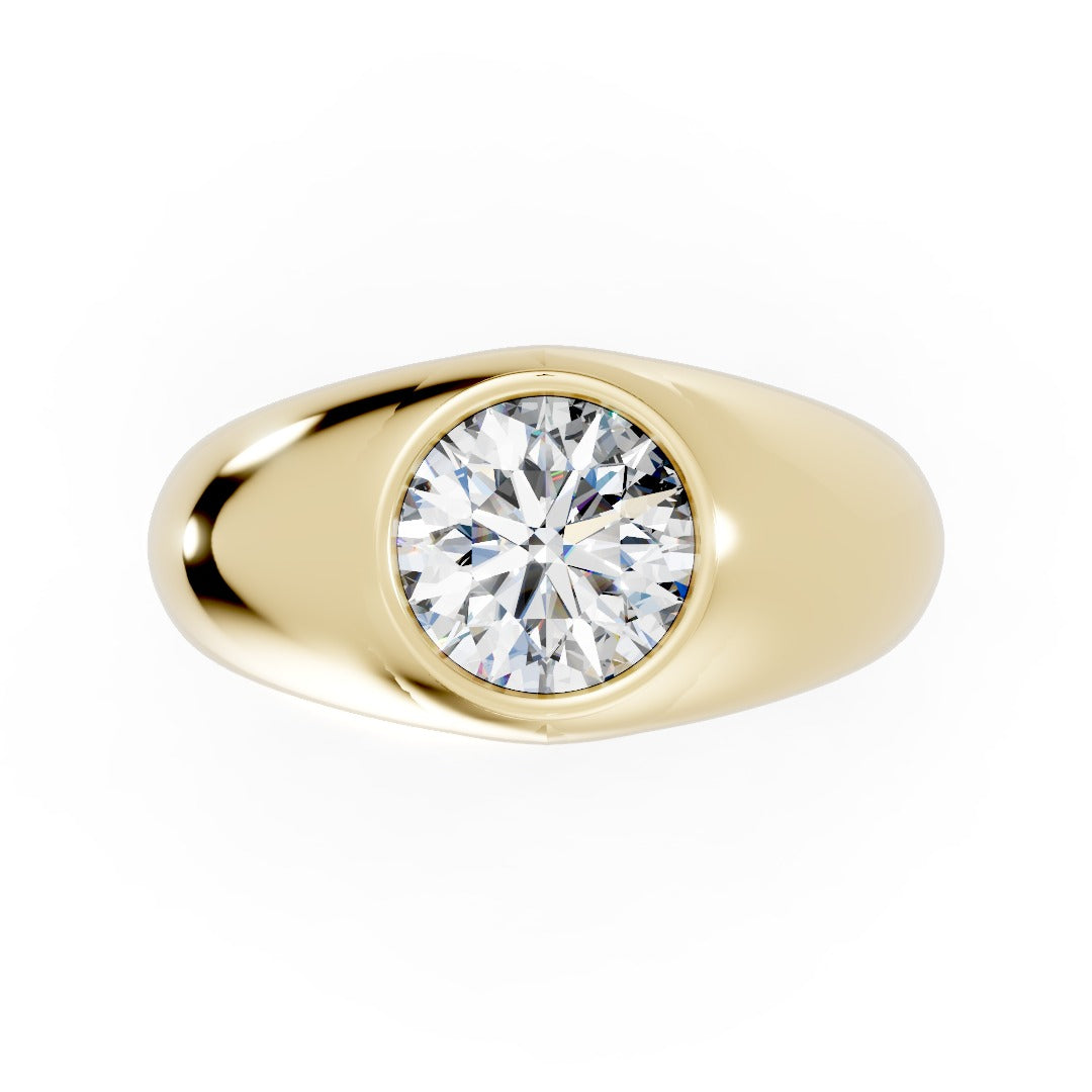 Bezel-Set Round Diamond Ring with Tapered Shank