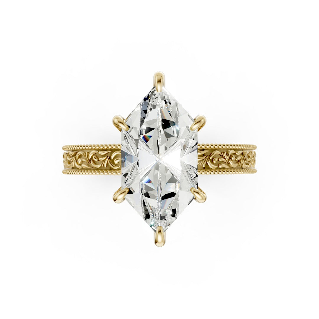 Dutch Marquise Cut Diamond Decorative Vintage Filigree Ring
