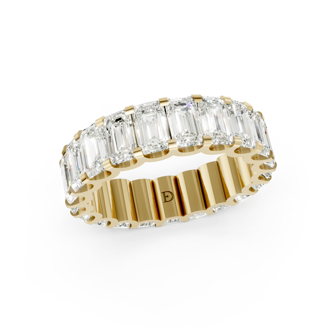 Emerald Diamond U Prong Full Eternity Band