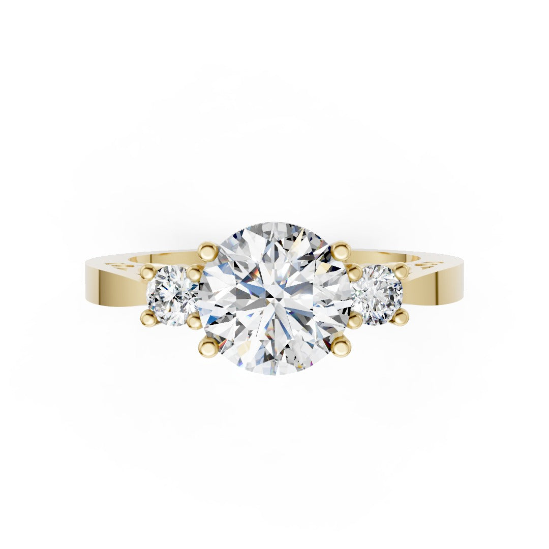 Three-Stone Round Cut Diamond With Filigree Infinity Band Ring