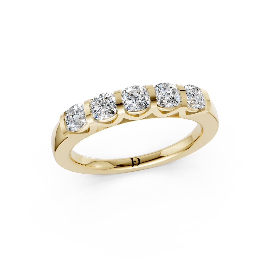 Five Stone Cushion Diamond Promise Band