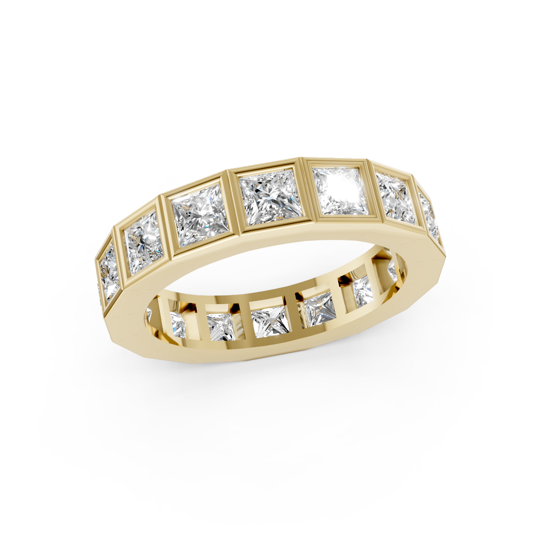 Princess Diamond Bezel Set Eternity Band