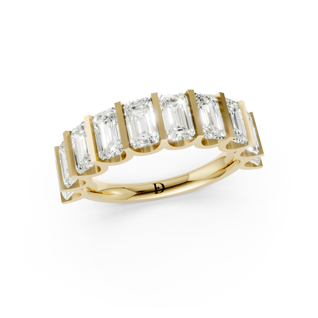 Emerald Diamond Bar Set Half Eternity Band