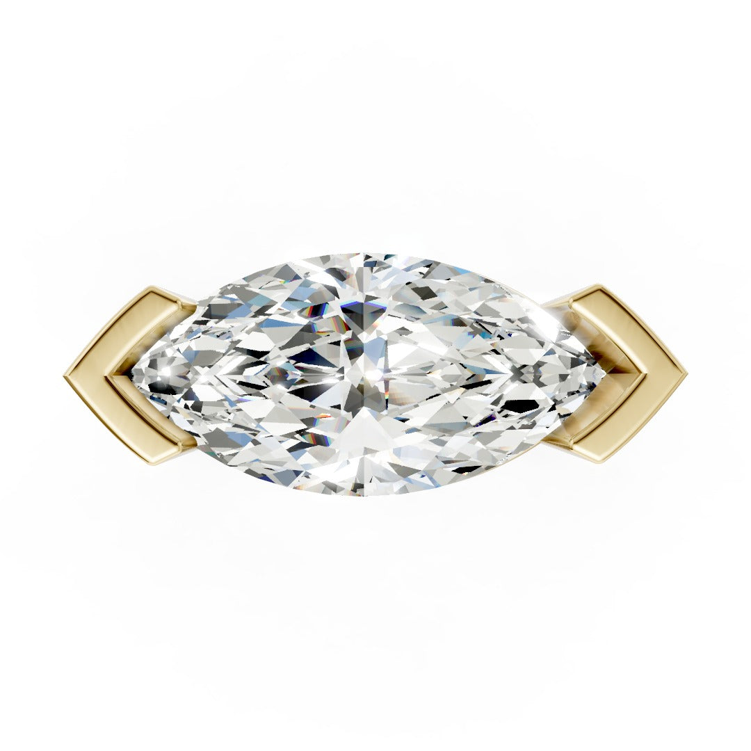 Vertical Marquise Bezel One Diamond Ring