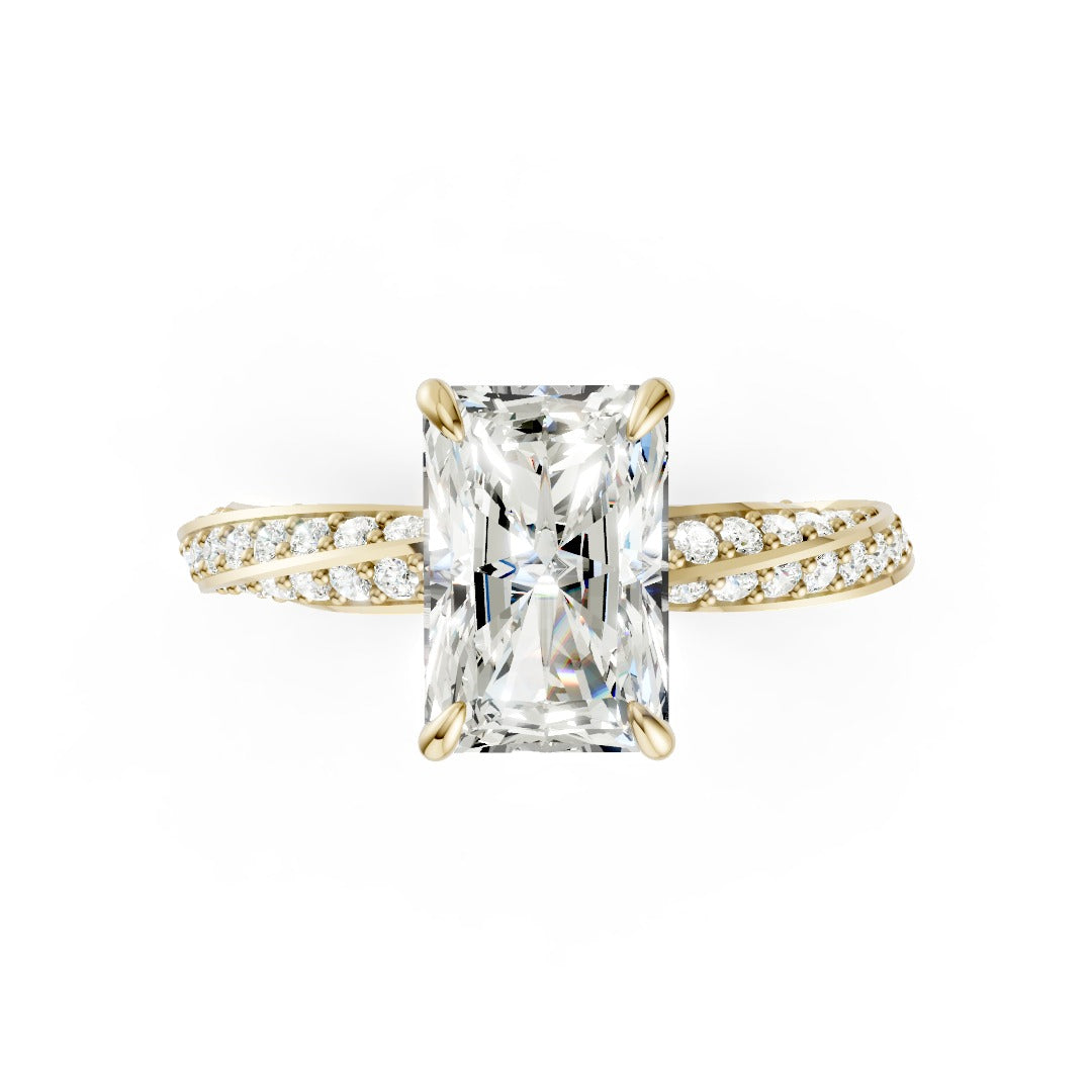 Hidden Halo Radiant Cut With Double Row Twisted Ring