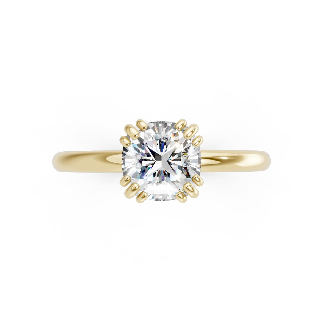 Cushion Cut Lab Grown Diamond Triple Prong Solitaire Ring