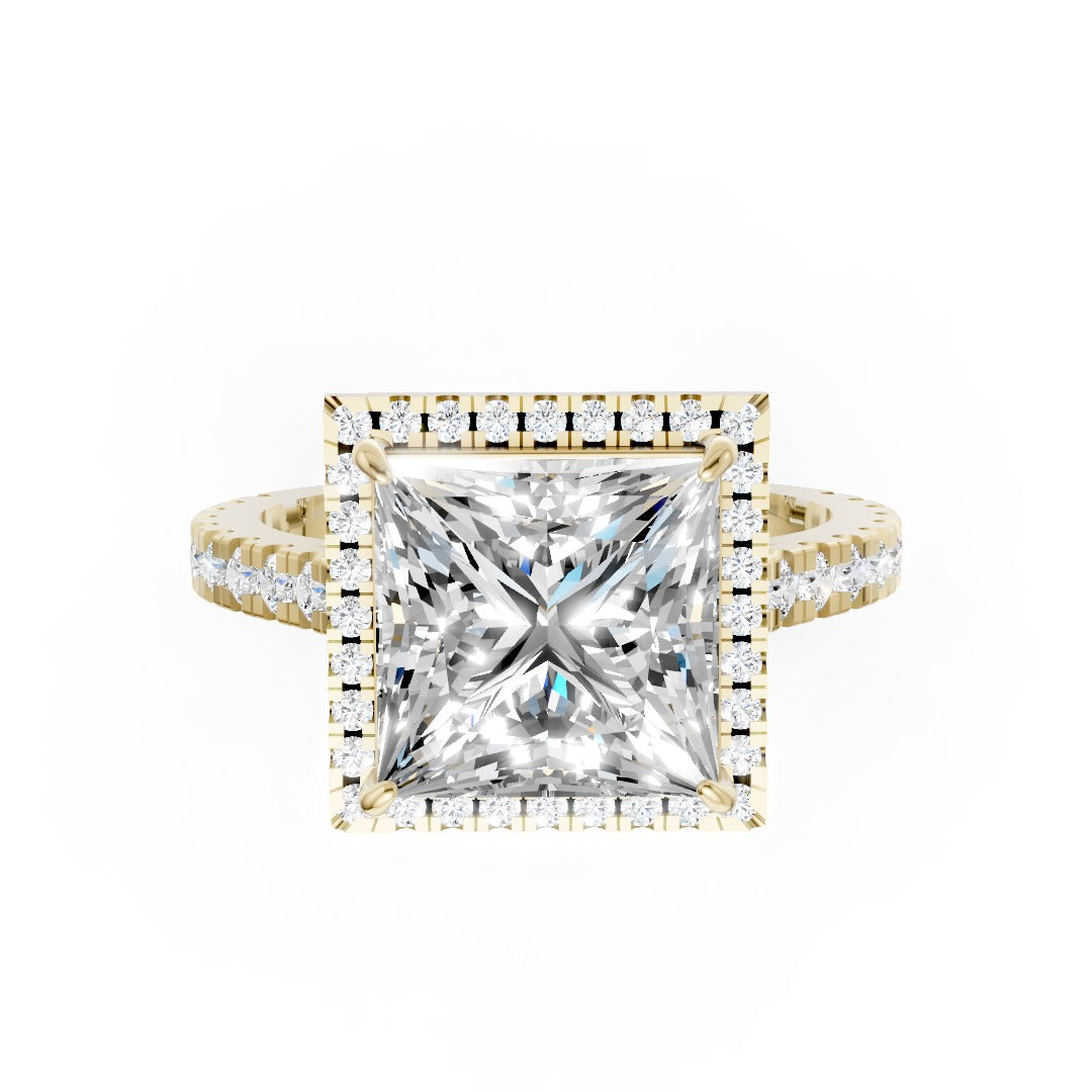 Princess Cut Diamond Floating Halo with Pavé Ring