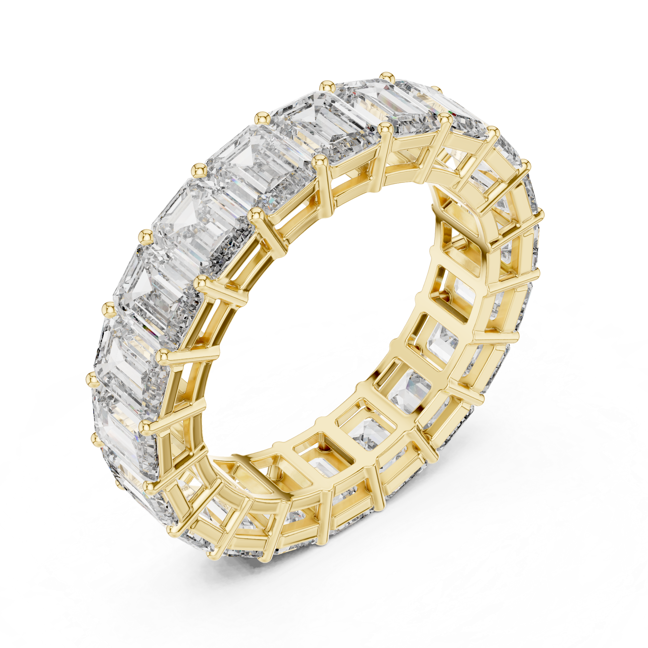 Emerald Cut Shared Prong band