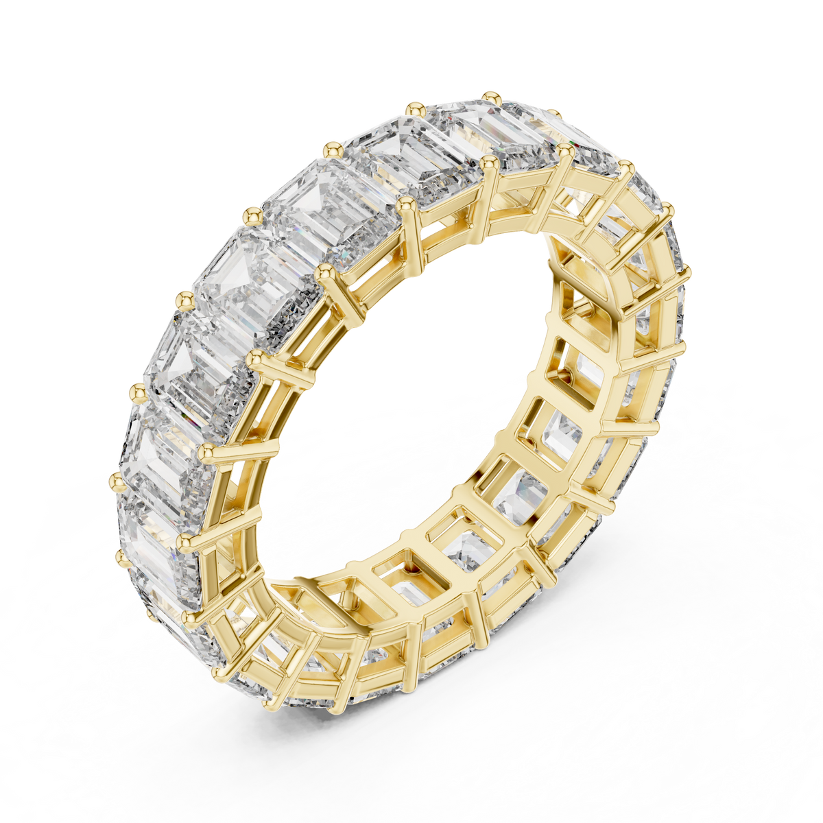 Emerald Cut Shared Prong band