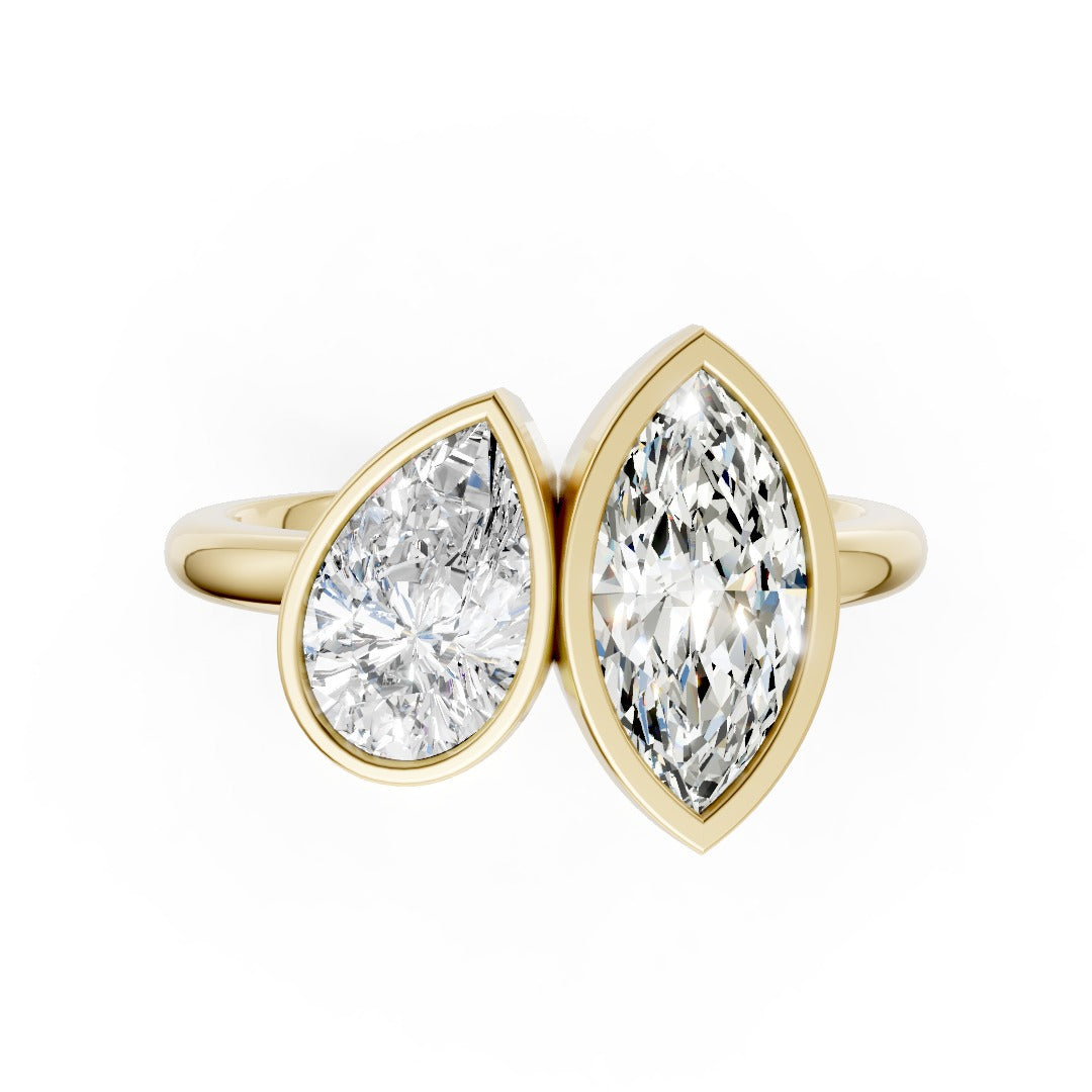 Toi at Moi Bezel Set Pear and Marquise Cut Diamond Anniversary Ring