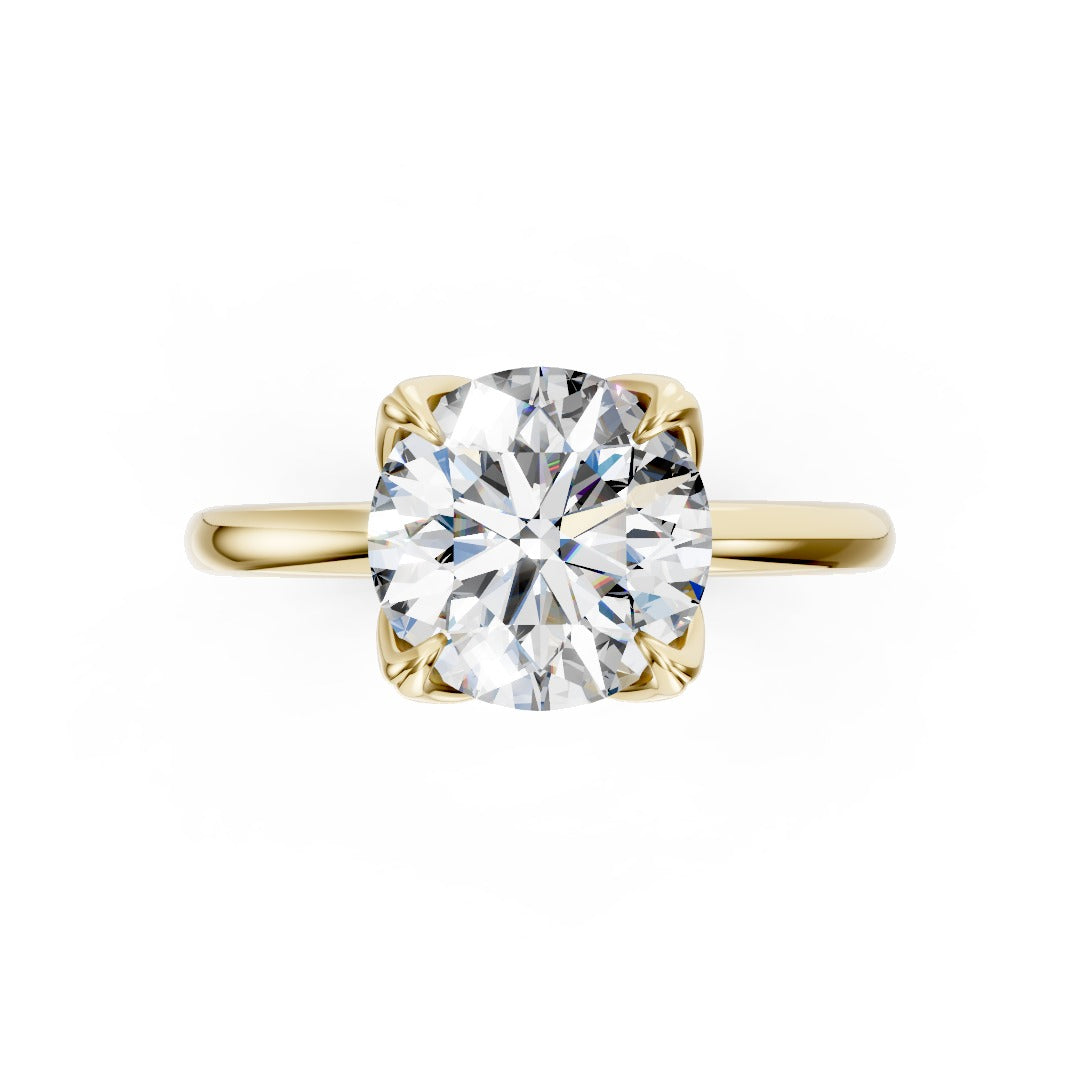 Round Cut Lab Grown Diamond Floral Solitaire Bridal Ring