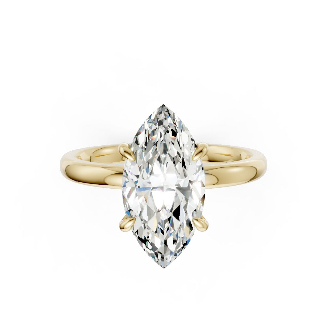 Hidden Halo Marquise Cut Diamond Engagement Ring