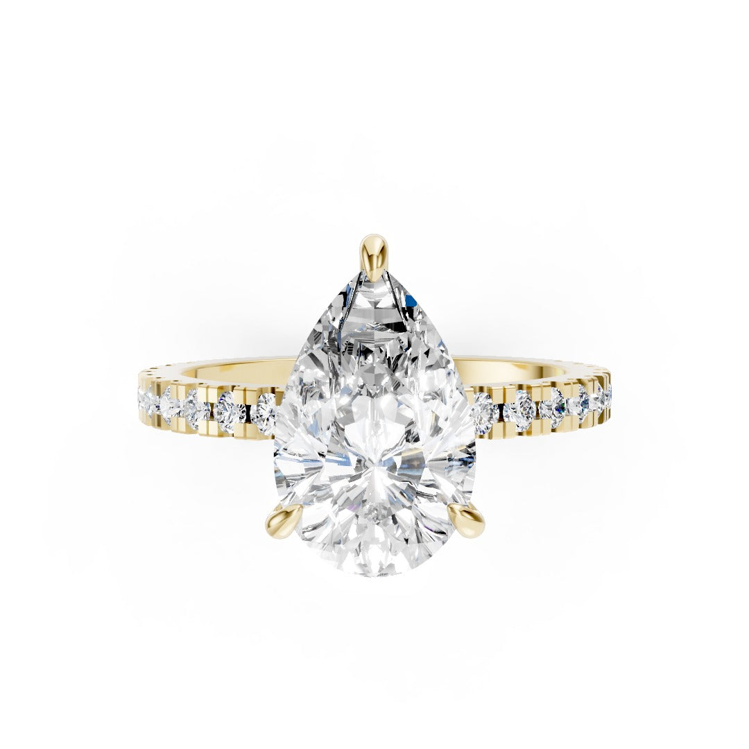 Pear Diamond With Hidden Halo Anniversary Ring