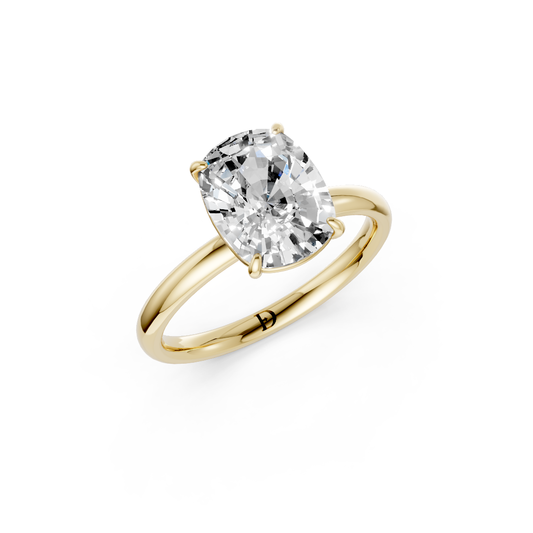 E-cushion solitaire Engagemante Ring