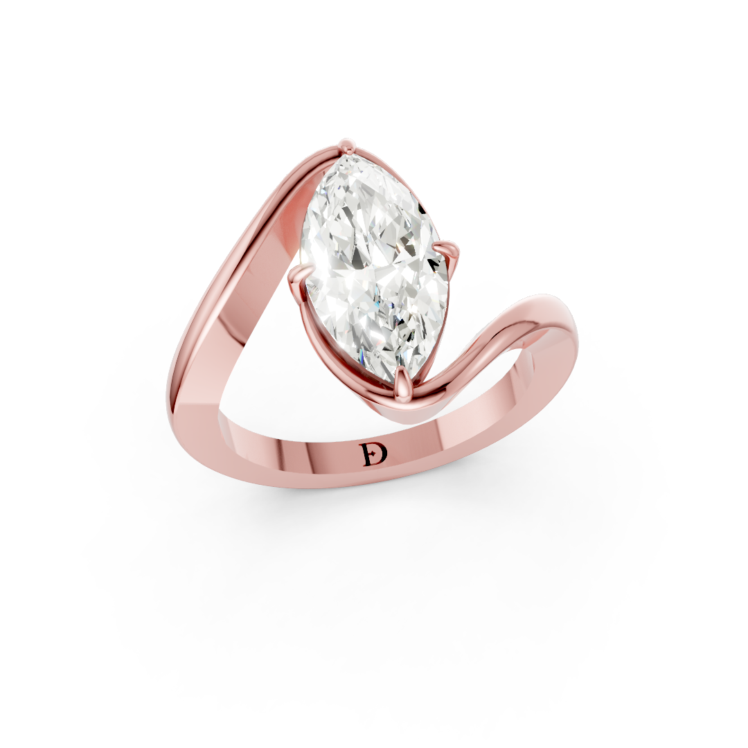 Marquise Diamond Bypass Shank Ring