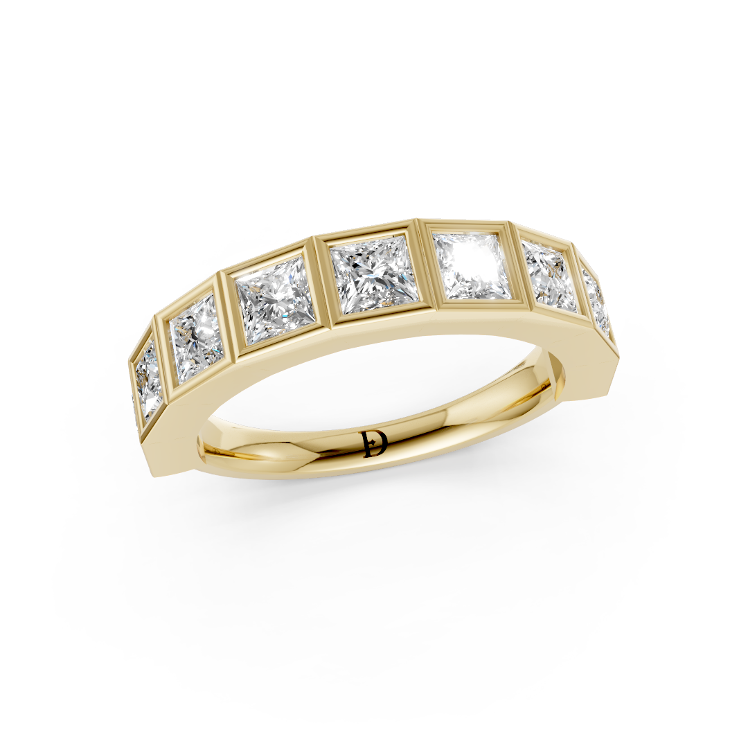 Bezel Set Princess Diamond Half Eternity Band