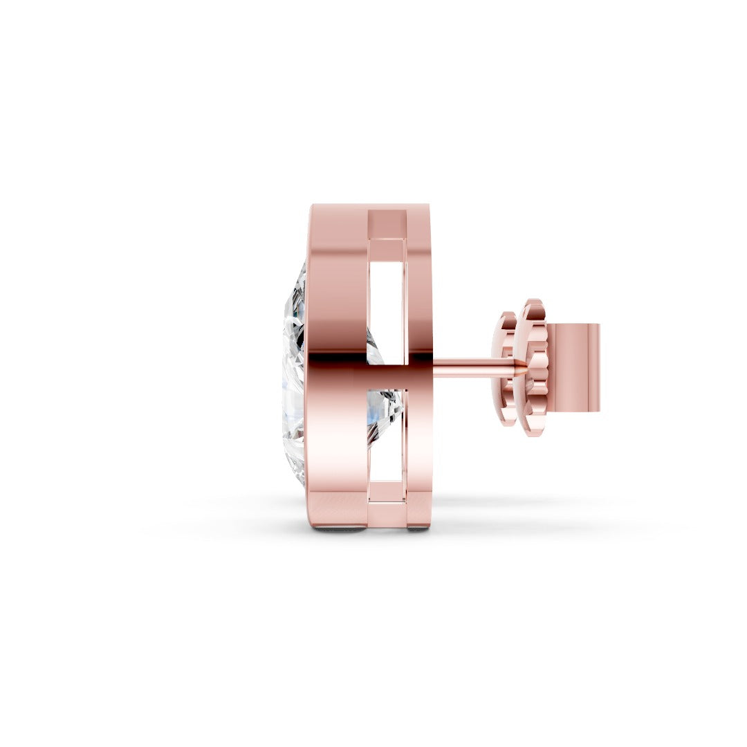 Pear Cut Lab Grown Diamond Bezel Set Stud Earring