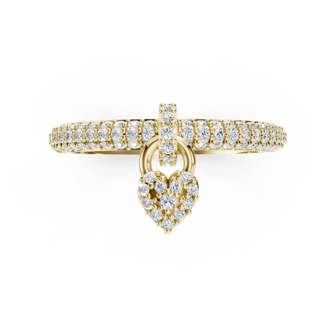 Heart-Shaped Round Diamond Multi-Row Engagement Ring