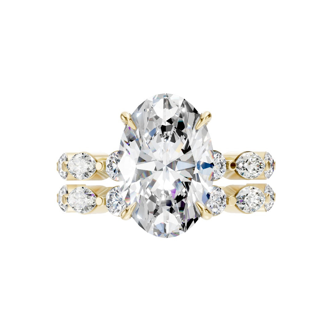 Oval Diamond Bridal Set with Mixed Shape Side Stones