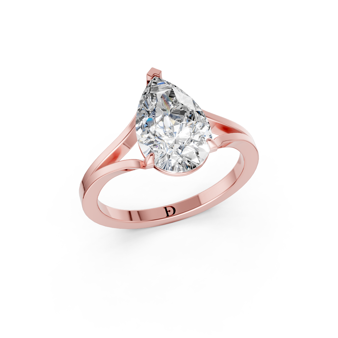 Pear Cut Minimalist Split Shank Ring