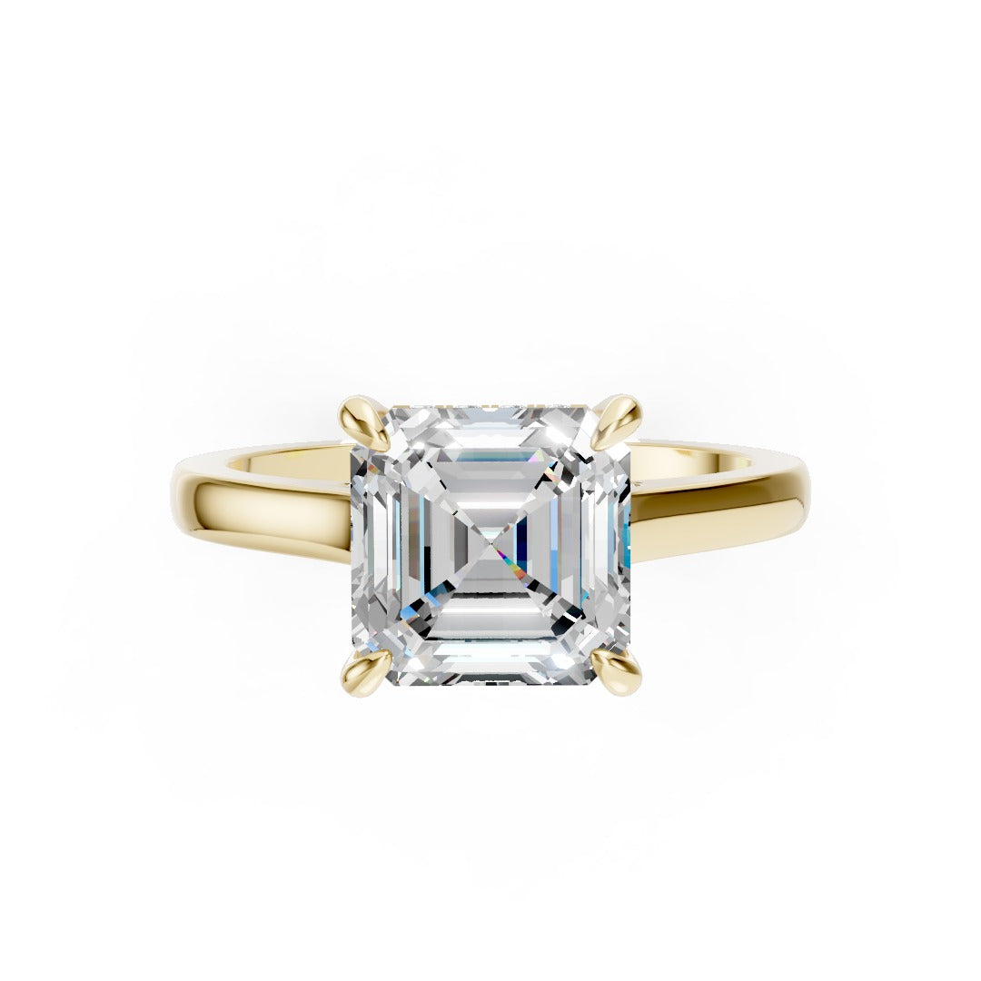 Asscher Diamond Solitaire With Under-Halo & Bridge Accents