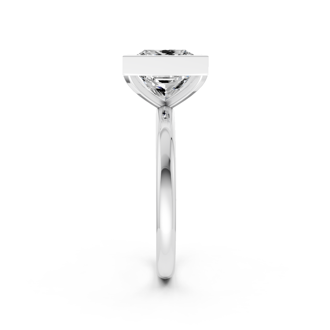 Princess Solitaire Bezel Ring