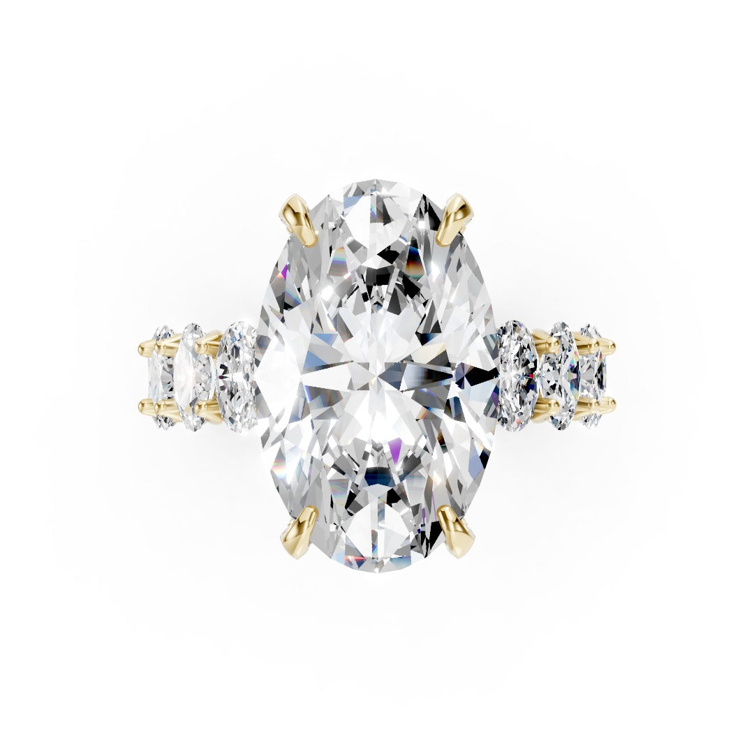 Oval Lab Grown Diamond Engagement Ring with Hidden Halo
