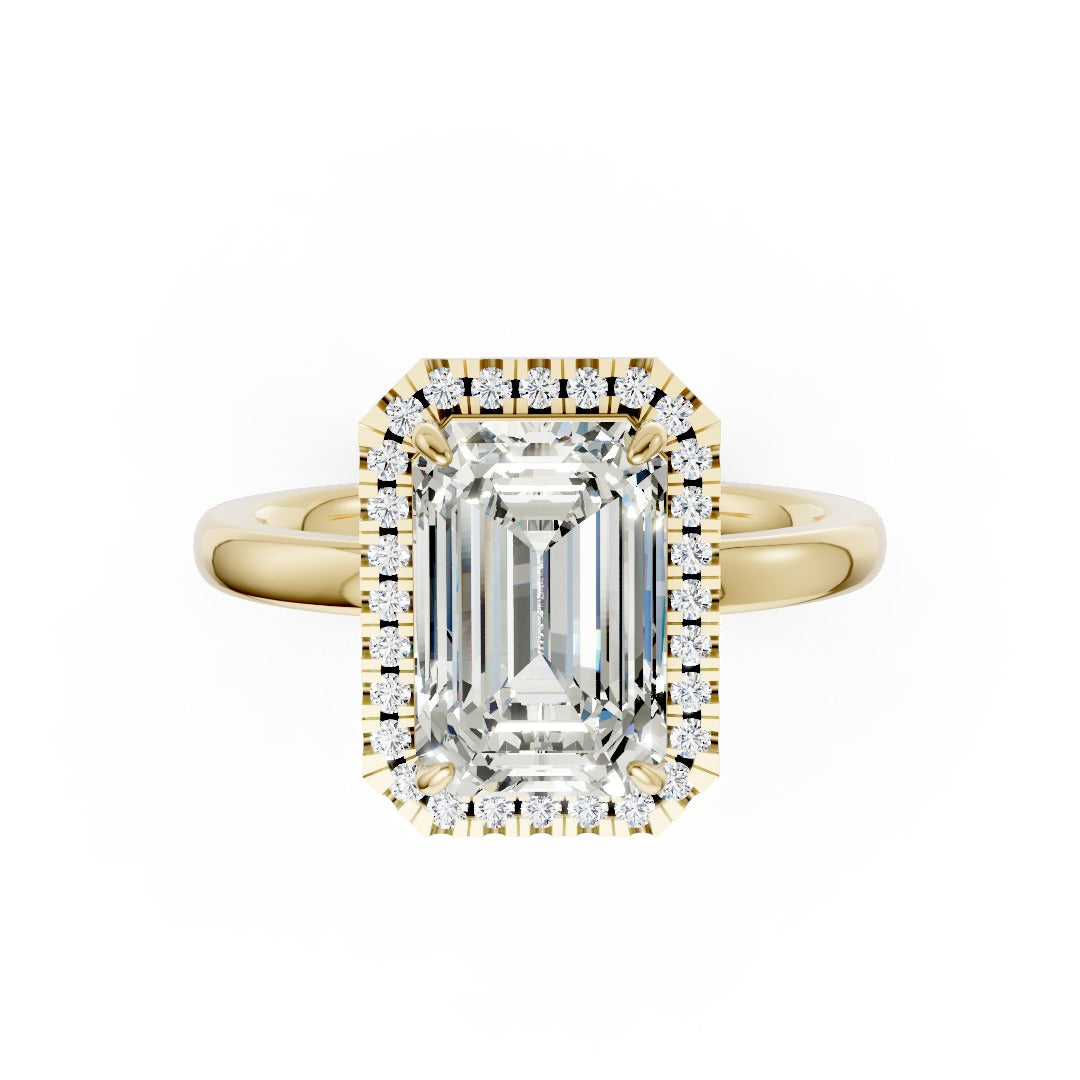 Emerald Cut Lab Created Diamond Halo Anniversary Ring