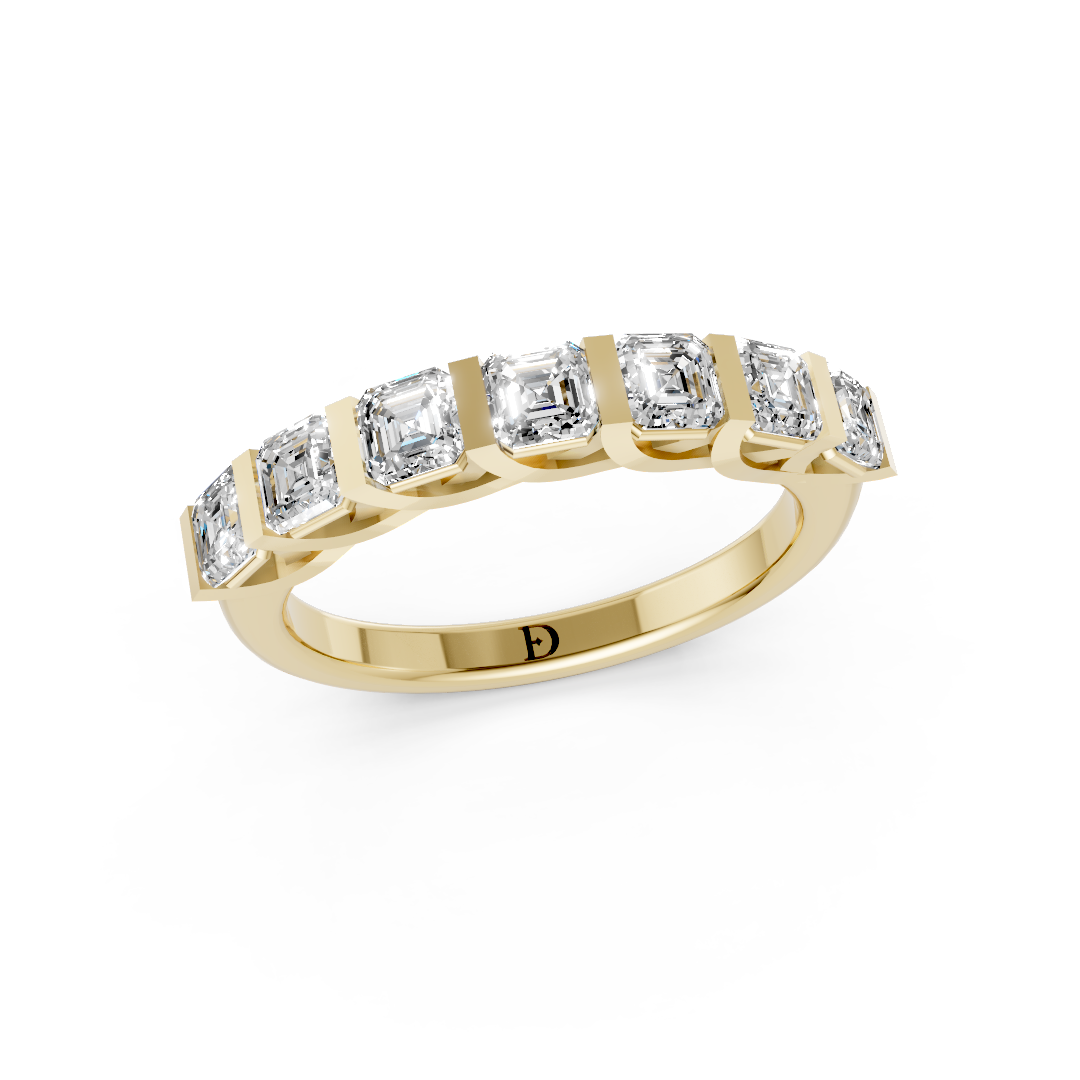 Channel Set Asscher Diamond Half Eternity Band
