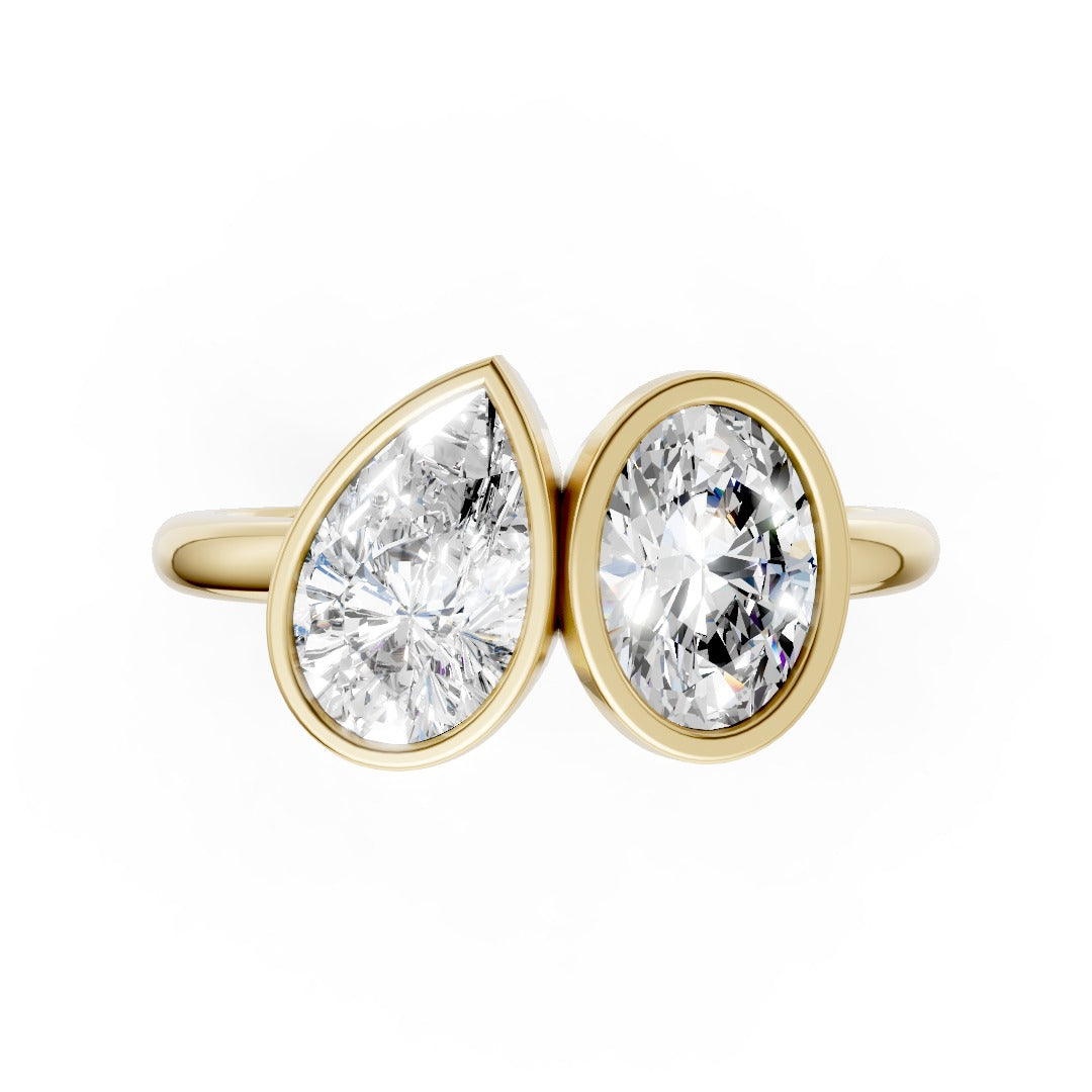 Toi at Moi Bezel Set Pear and Oval Cut Diamond Anniversary Ring