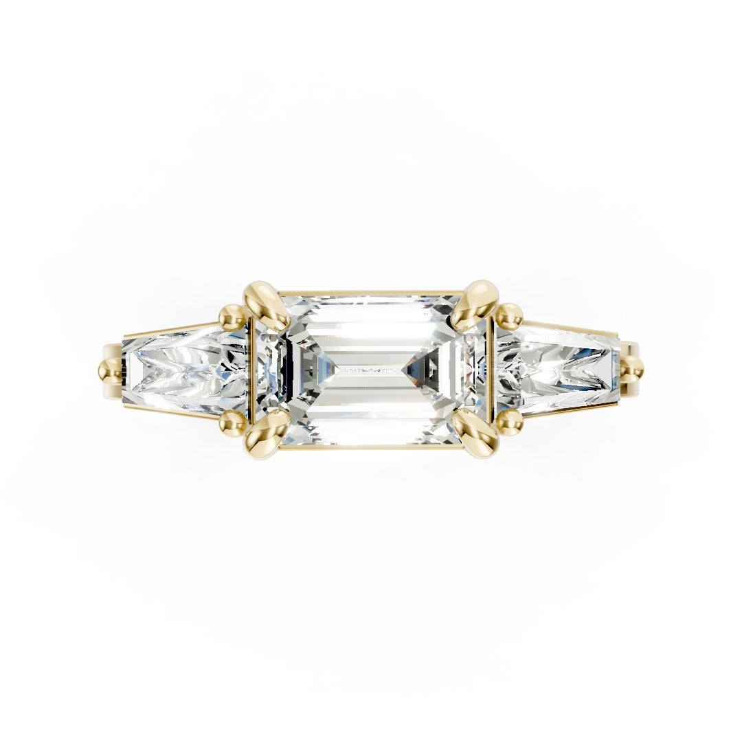 Emerald Cut Three Stone Diamond Engagement Ring