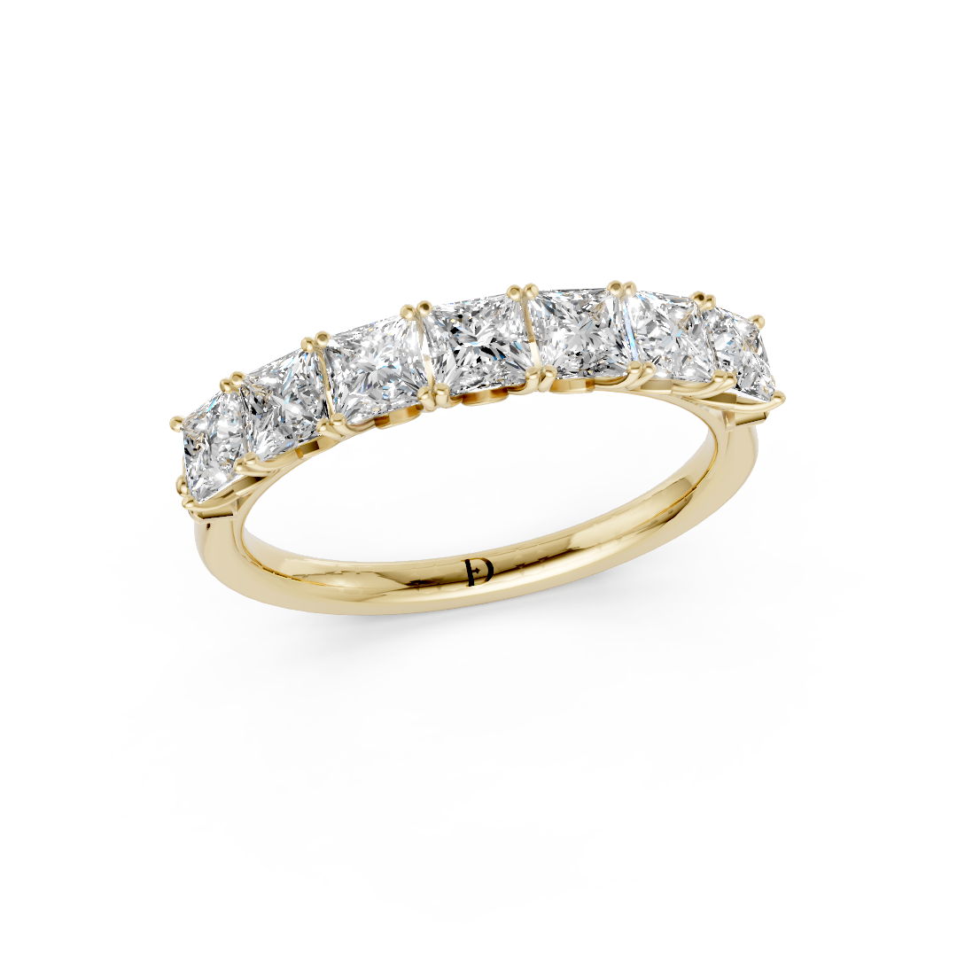 Princess Cut 7 Stone Lotus Band
