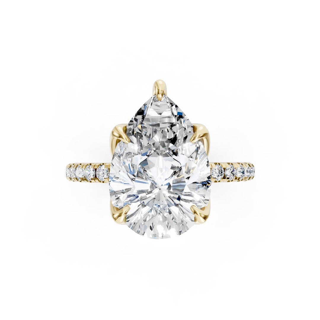 Pear Cut Diamond Engagement Ring with Petal Prongs