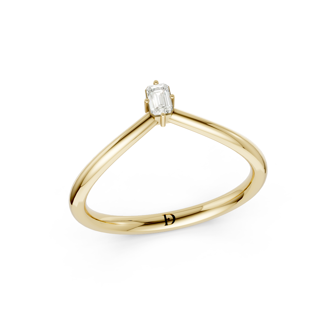 V Shape Emerald Curved Stacking Band