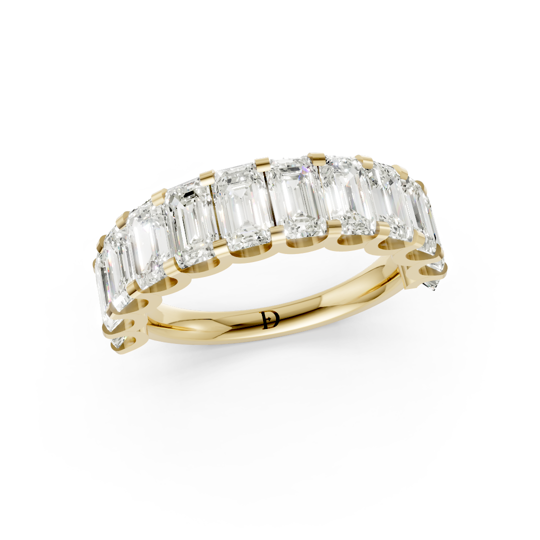 Emerald Diamond U Shaped Wedding Band
