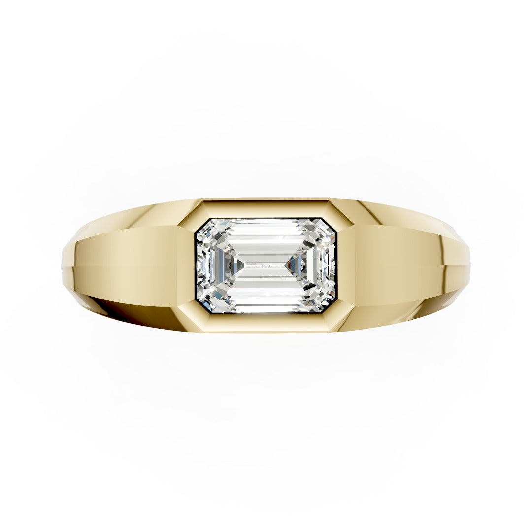 East West Emerald Lab Grown Diamond Wedding Ring