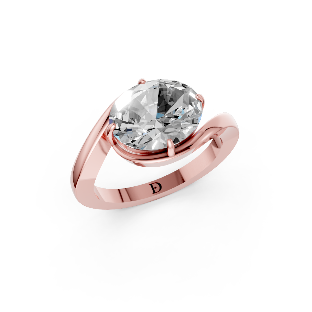 Oval Diamond Bypass Shank Ring