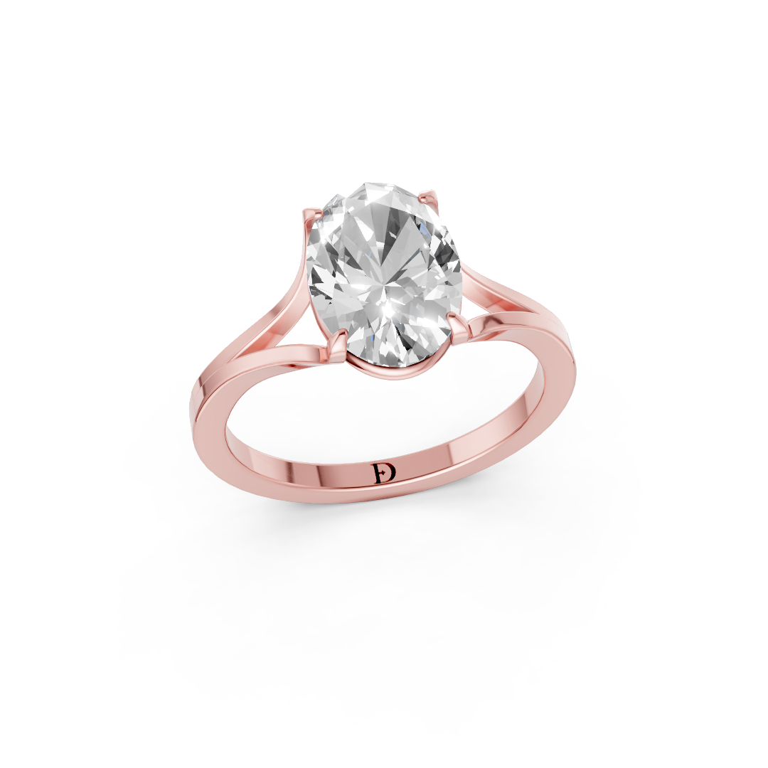 Oval Cut Minimalist Split Shank Ring