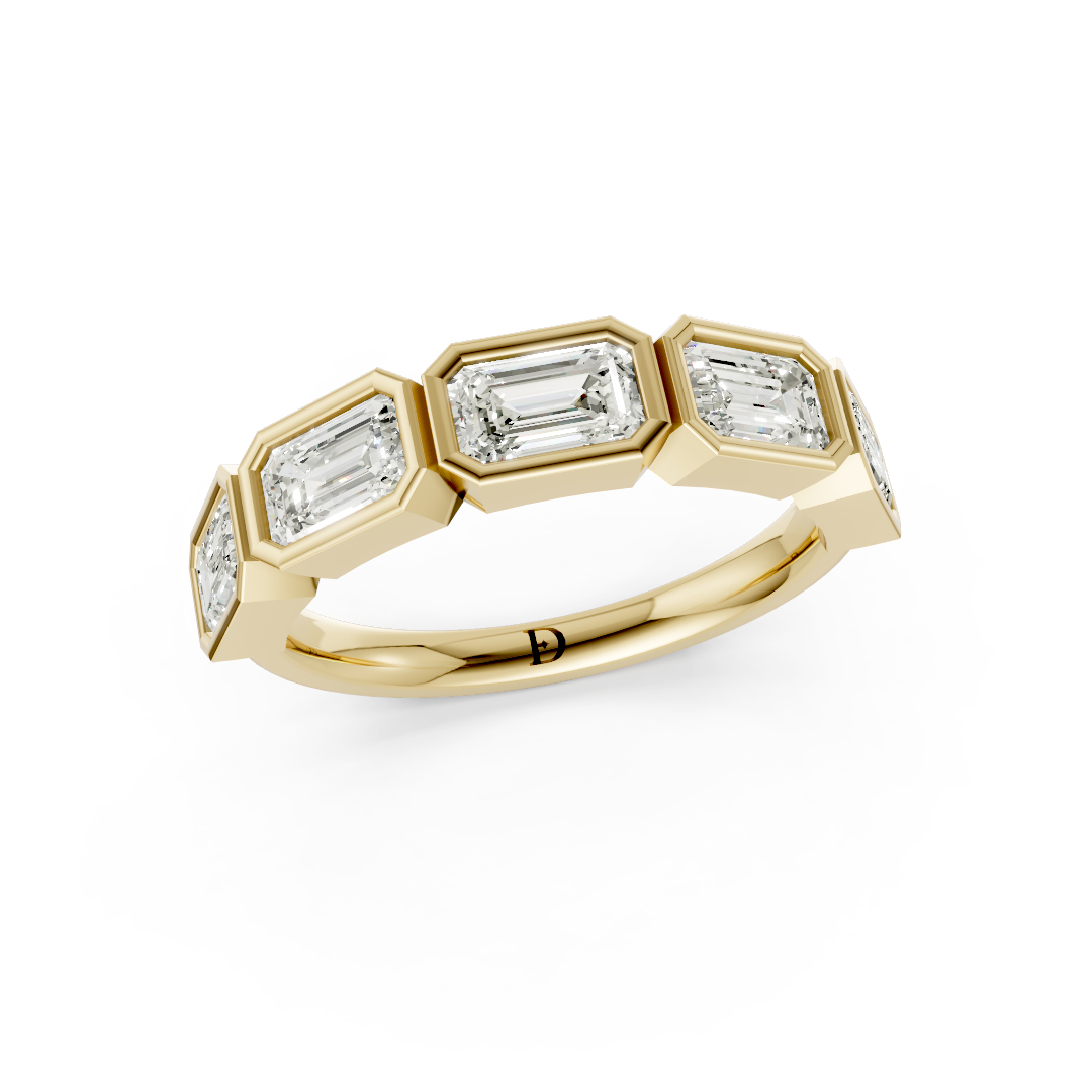 East West Emerald Diamond Bezel Set Band