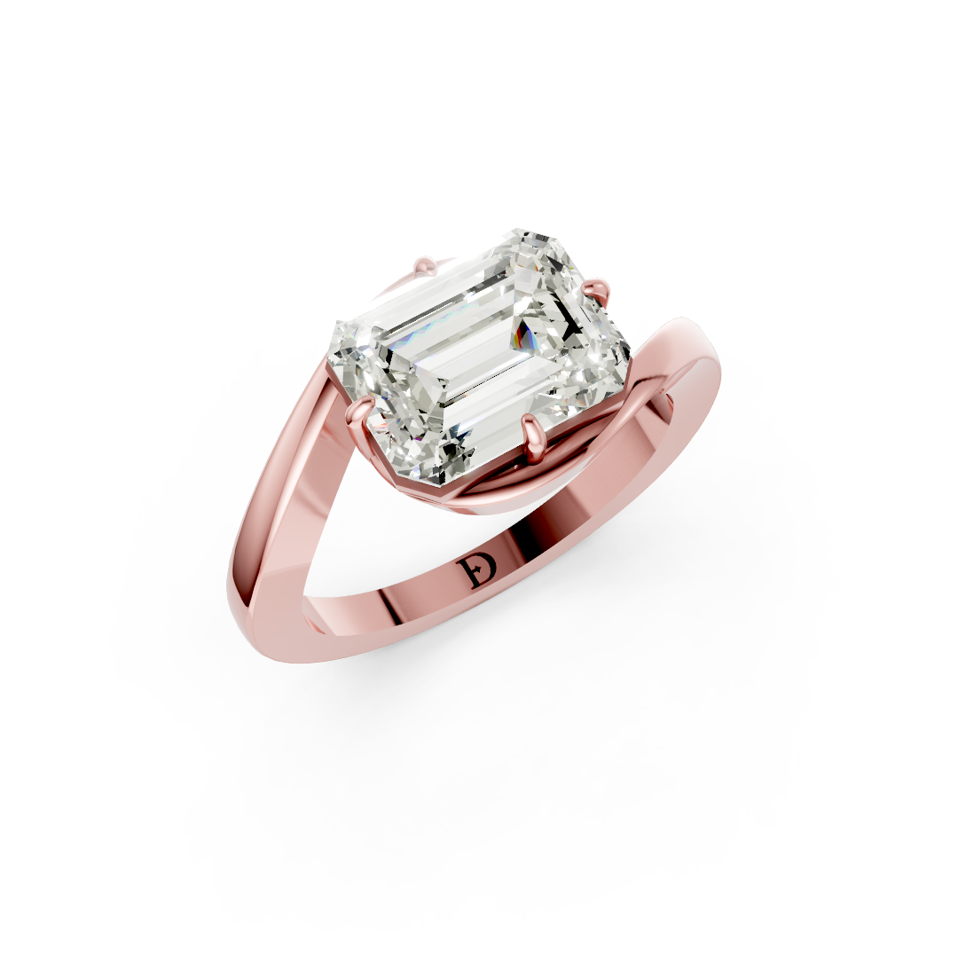 Emerald Diamond Bypass Shank Ring