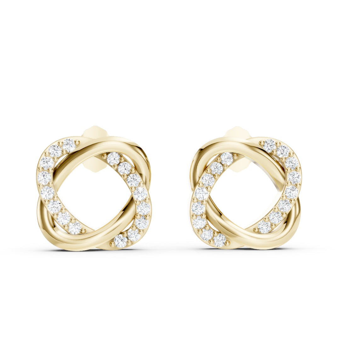 Round Cut Twisted Pave Knot Stud Earrings