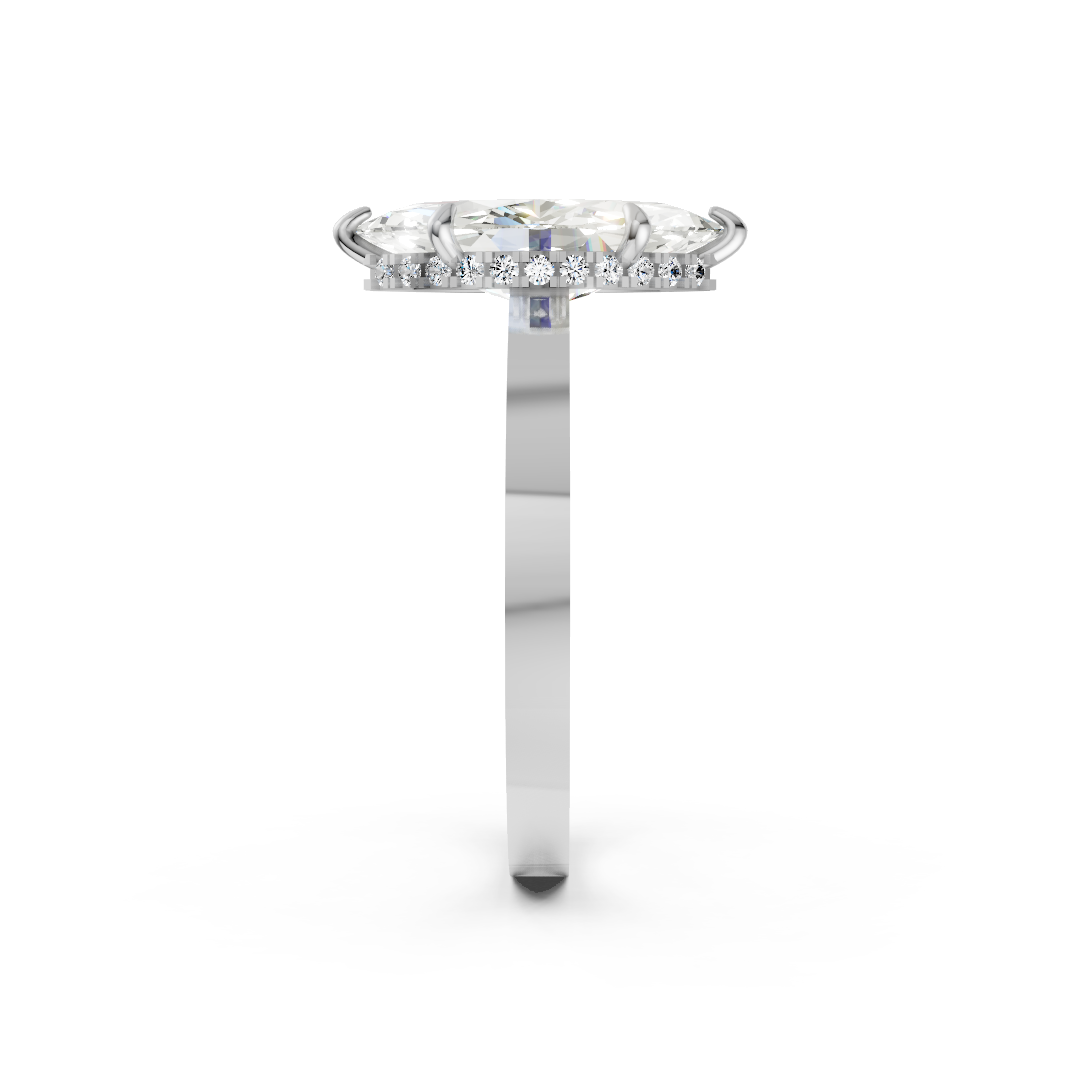 Marquise Solitaire Diamond Hidden Halo Ring